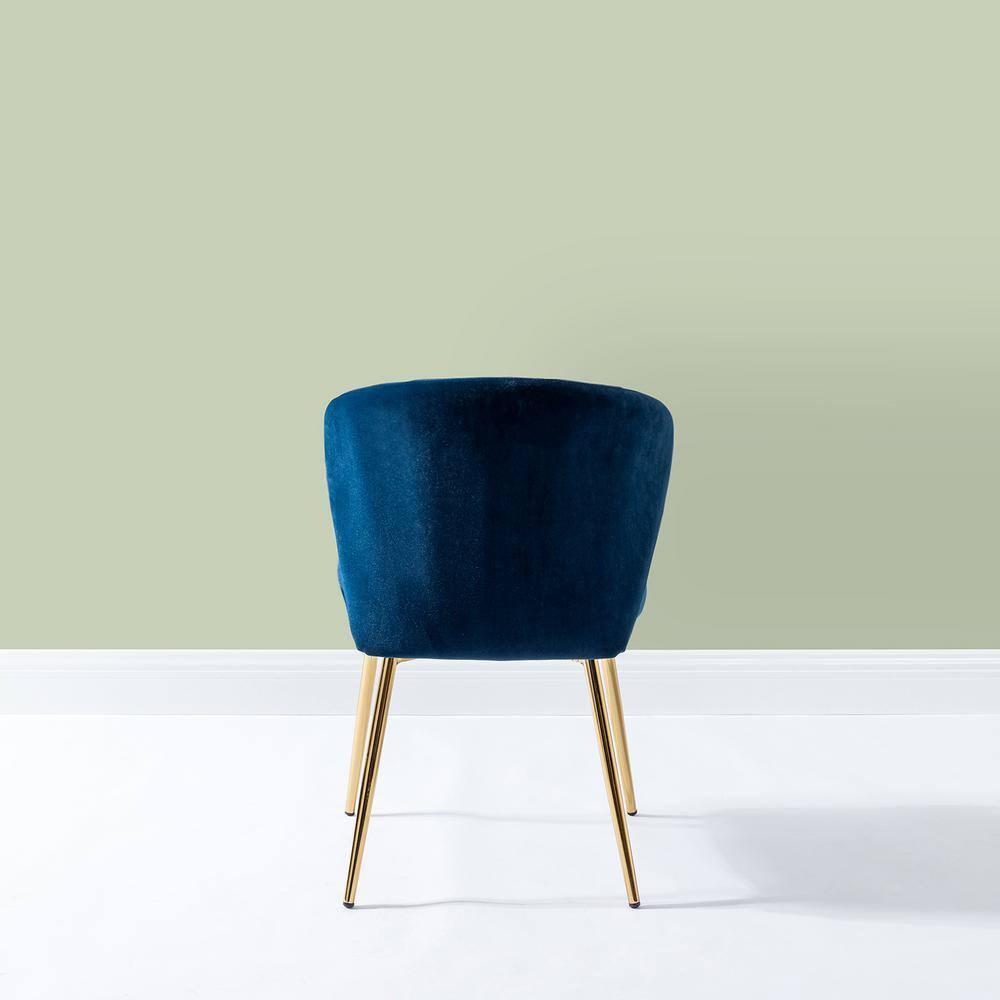 Home Velvet Dining Chairs Set of 2 Upholstered Wingback Accent Side Chairs Metal Legs Living Room Kitchen Navy