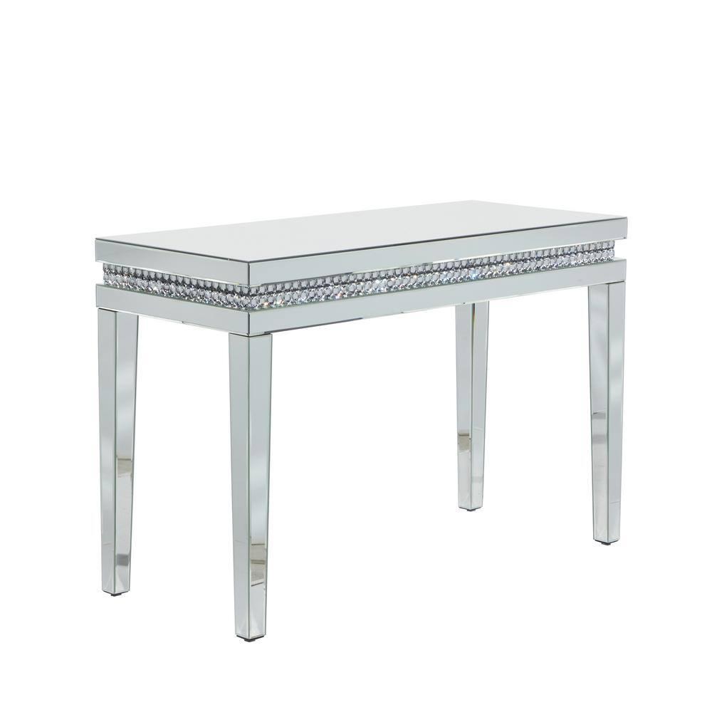 DecMode 47" x 32" Silver Glass Mirrored Console Table, 1-Piece
