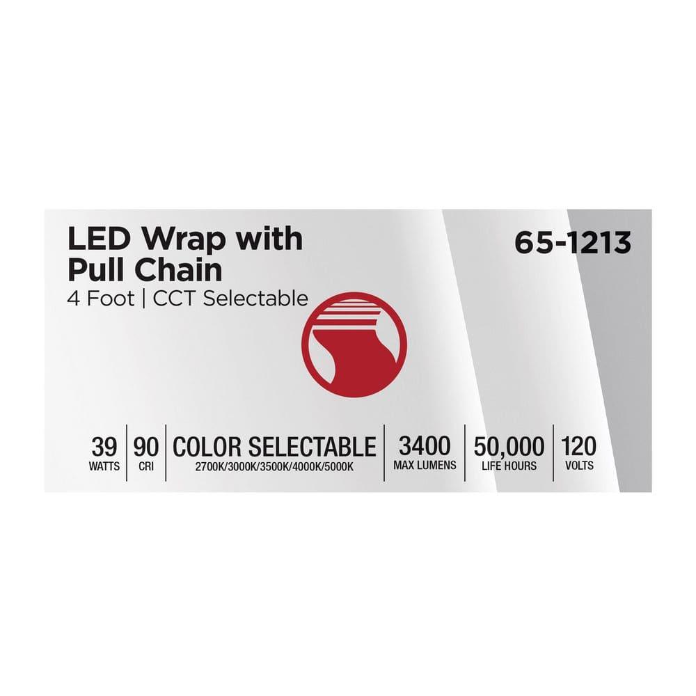 Nuvo LED 4 Foot Ceiling Wrap with Pull Chain 39 Watts 27K/30K/35K/40K/50K CCT Selectable  120 Volt
