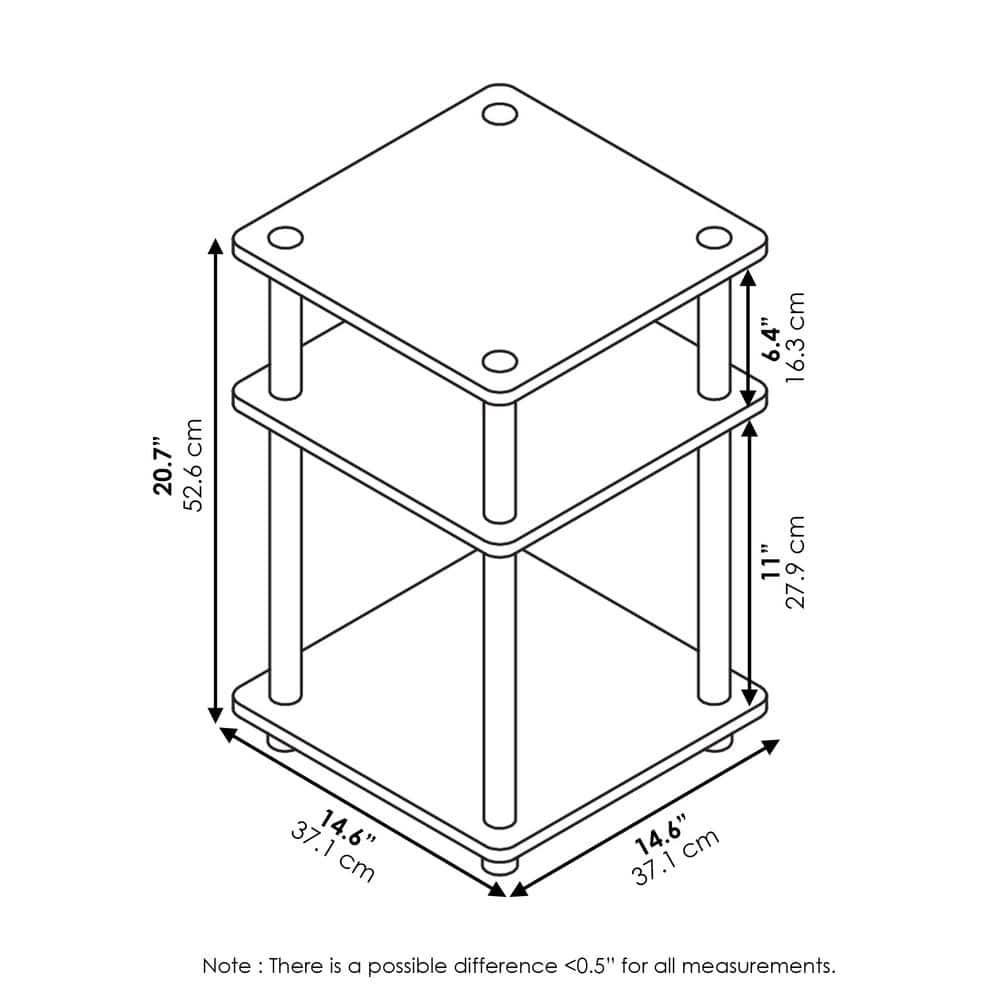 3-Tier Easy Assembly Multipurpose Shelf Dispaly Open Shelves Sofa Side End Table Nightstand for Living Room&Bedroom,Blackwood