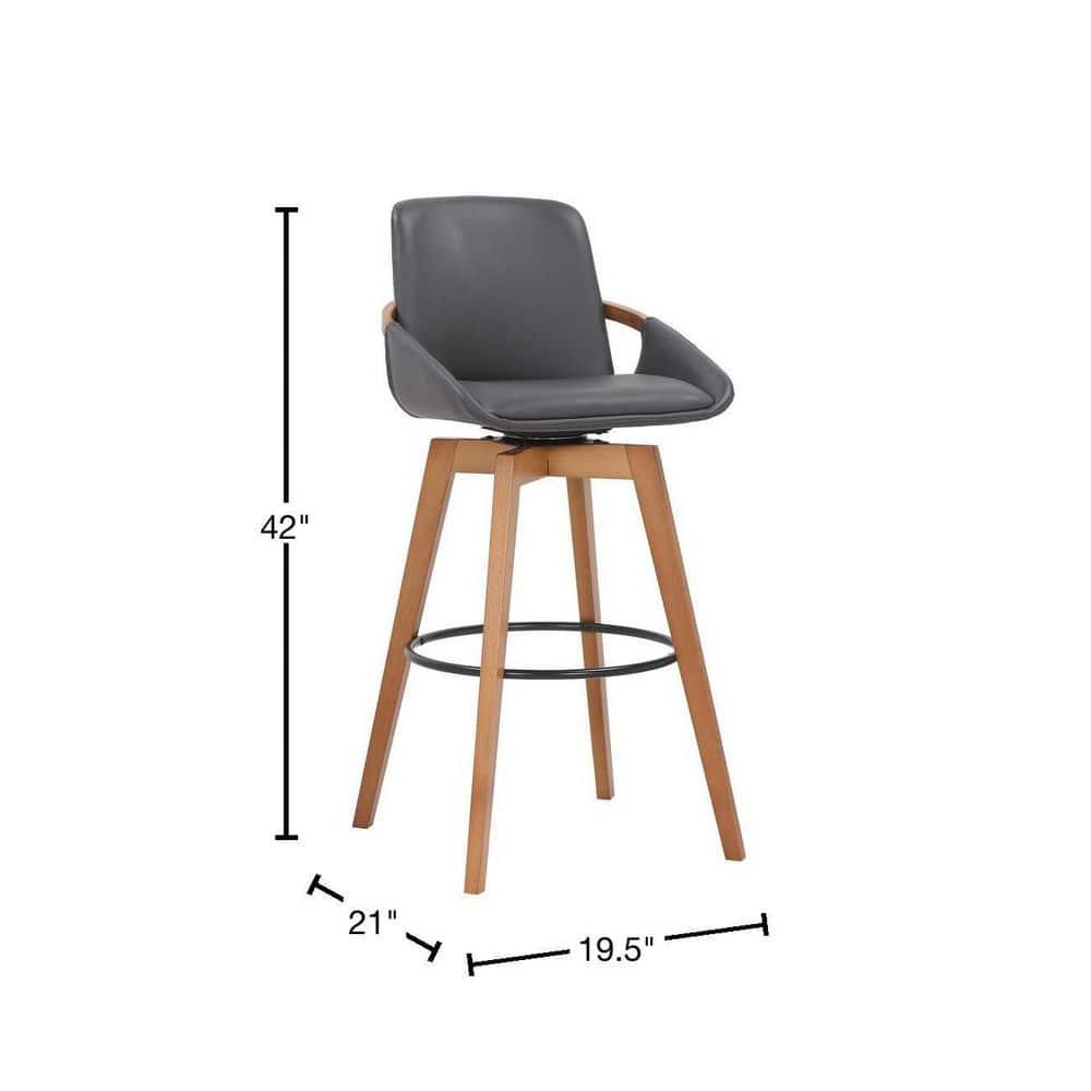 30" Baylor Faux Leather Wood Swivel Barstool - Armen Living