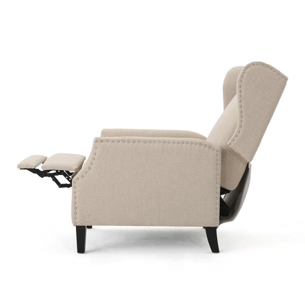 Noble House Wescott Fabric Wing Back Recliner, Set of 2, Beige