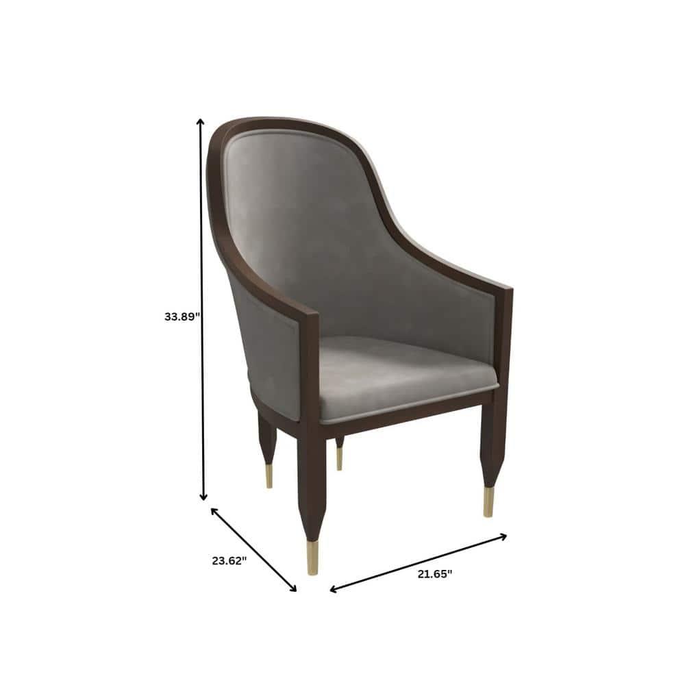 Everly Quinn Jacinto Dining Chair Upholstered In Leather With Rubberwood Frame And Legs With Gold Caps