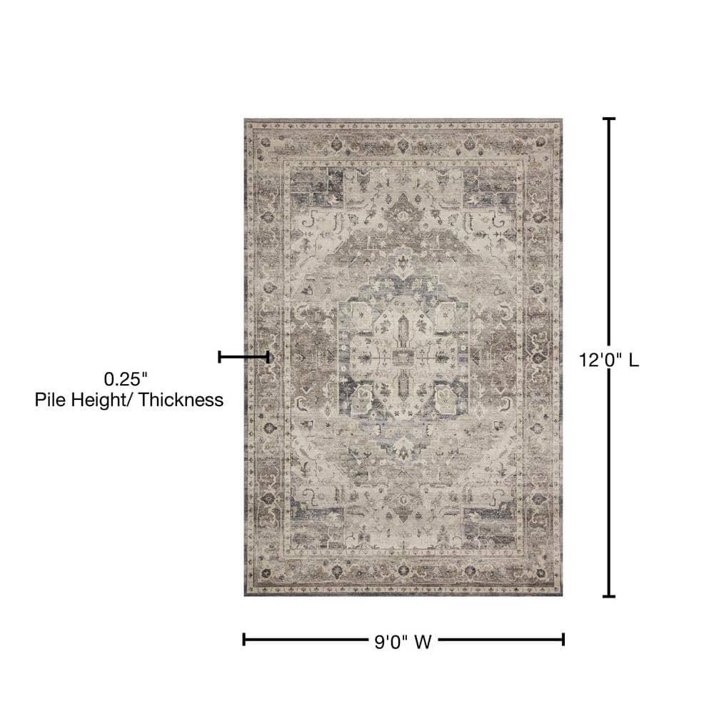 Loloi II Hathaway Printed Oriental Steel / Ivory Area Rug