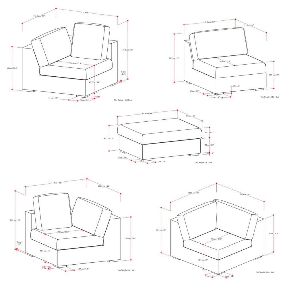 AllModern Maud Modular Sofa and Ottoman Set 125-inch-wide L-Shaped Sofa and Matching 36-inch-wide Table Ottoman for Living Room | Wayfair