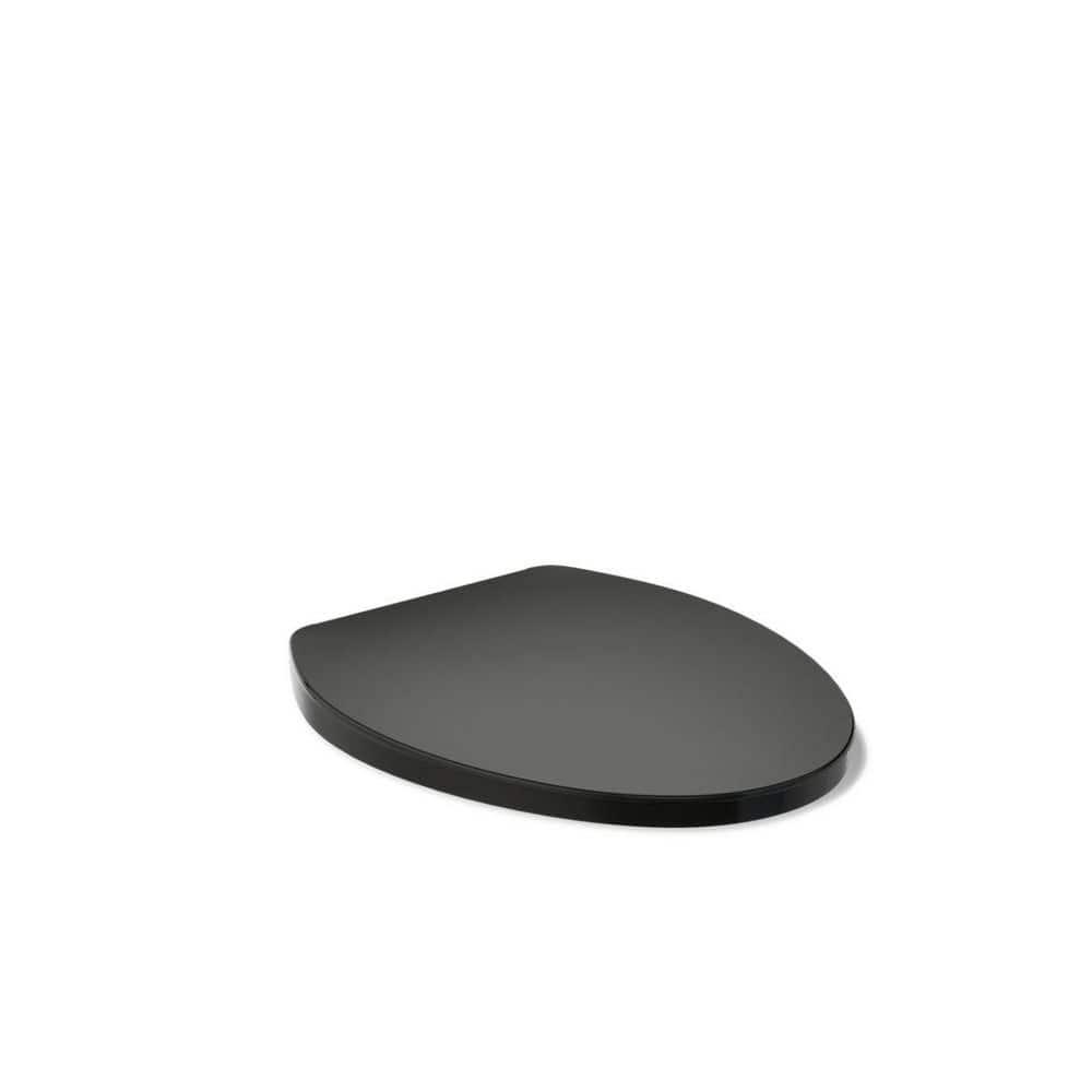 Elongated Toilet Seat, Slow Soft Close, Oval(Oblong) Toilet Seat For Elongated Toilets, Quiet-Close Lid And Seat, Easy To Install And Clean, Never Loosen, Black(18.5)