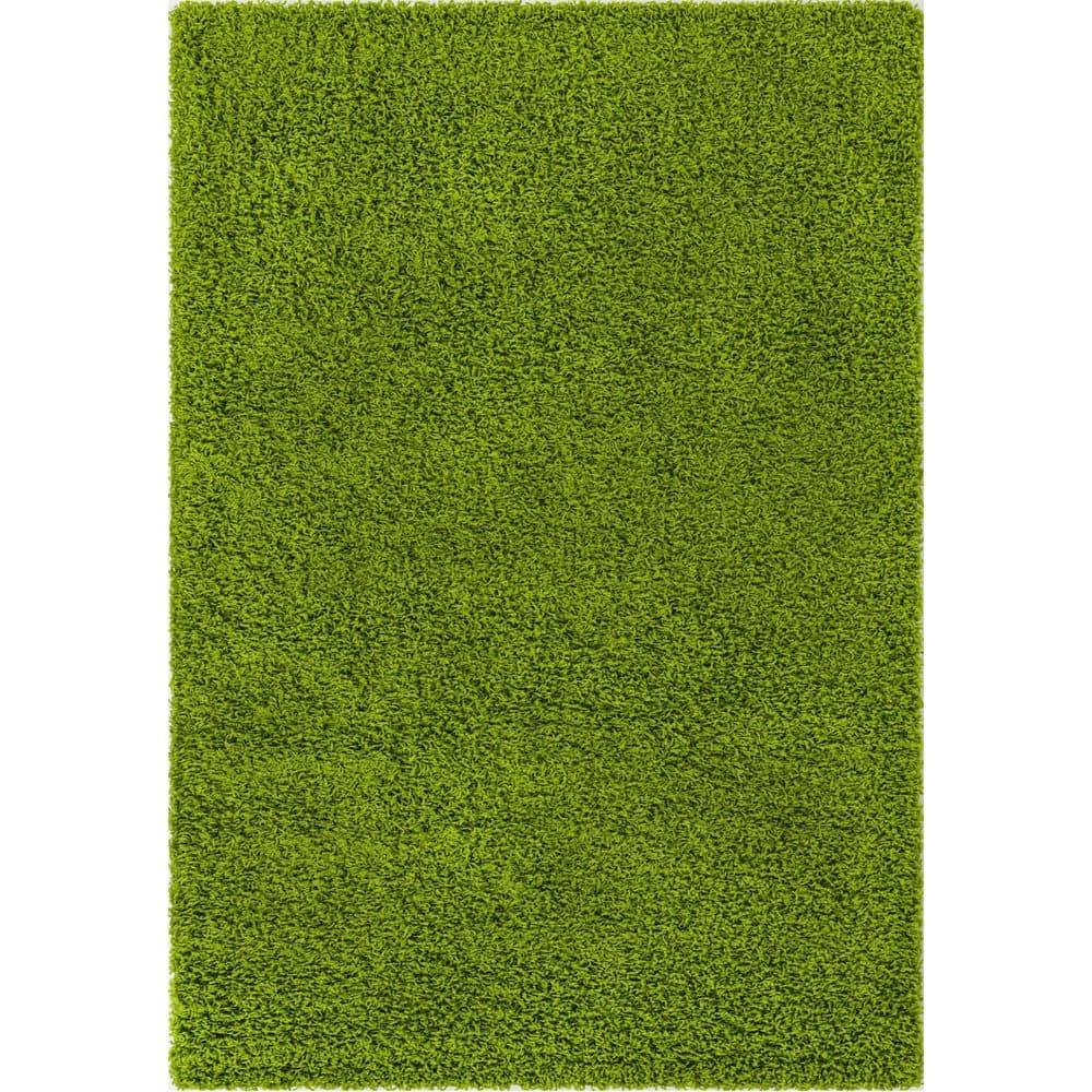 Unique Loom 4' 1 x 6' 1 Solid Shag Grass Green Area Rug