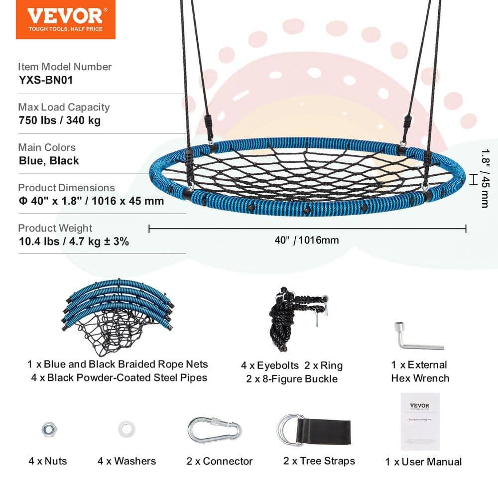 Blue and Black 40" Spider Web Saucer Swing Set