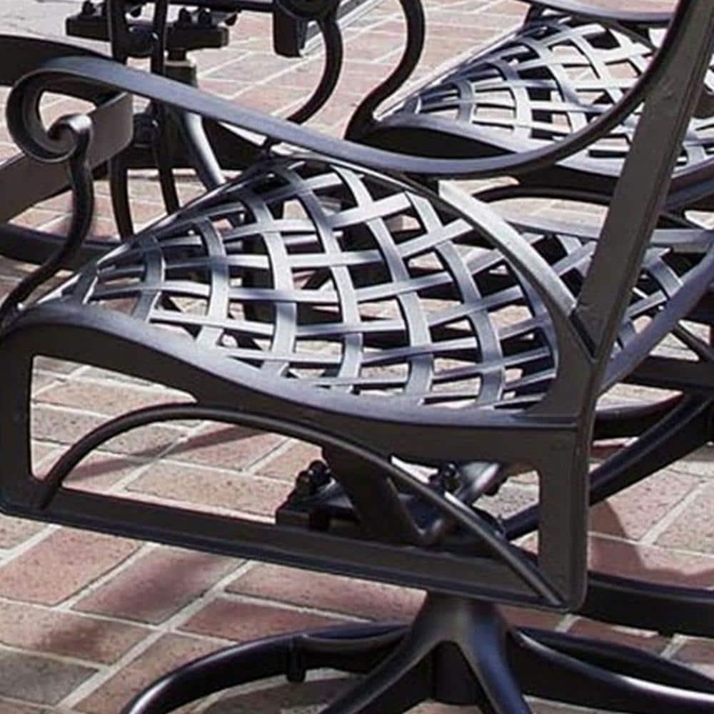Homestyles Sanibel Aluminum Outdoor Swivel Rocking Chair in Black
