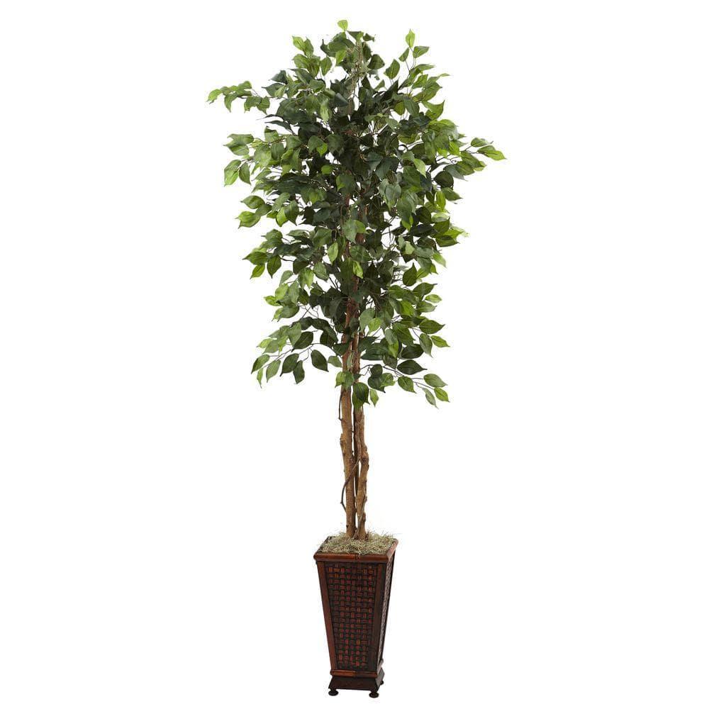 Nearly Natural 6.5-ft Ficus with Decorative Planter