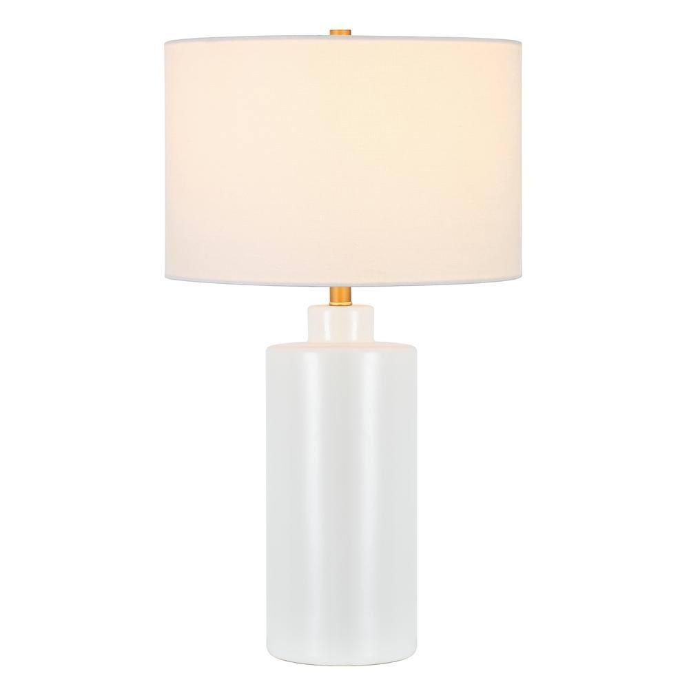 Evelyn&Zoe 25" Contemporary Ceramic Table Lamp with White Drum Linen Shade