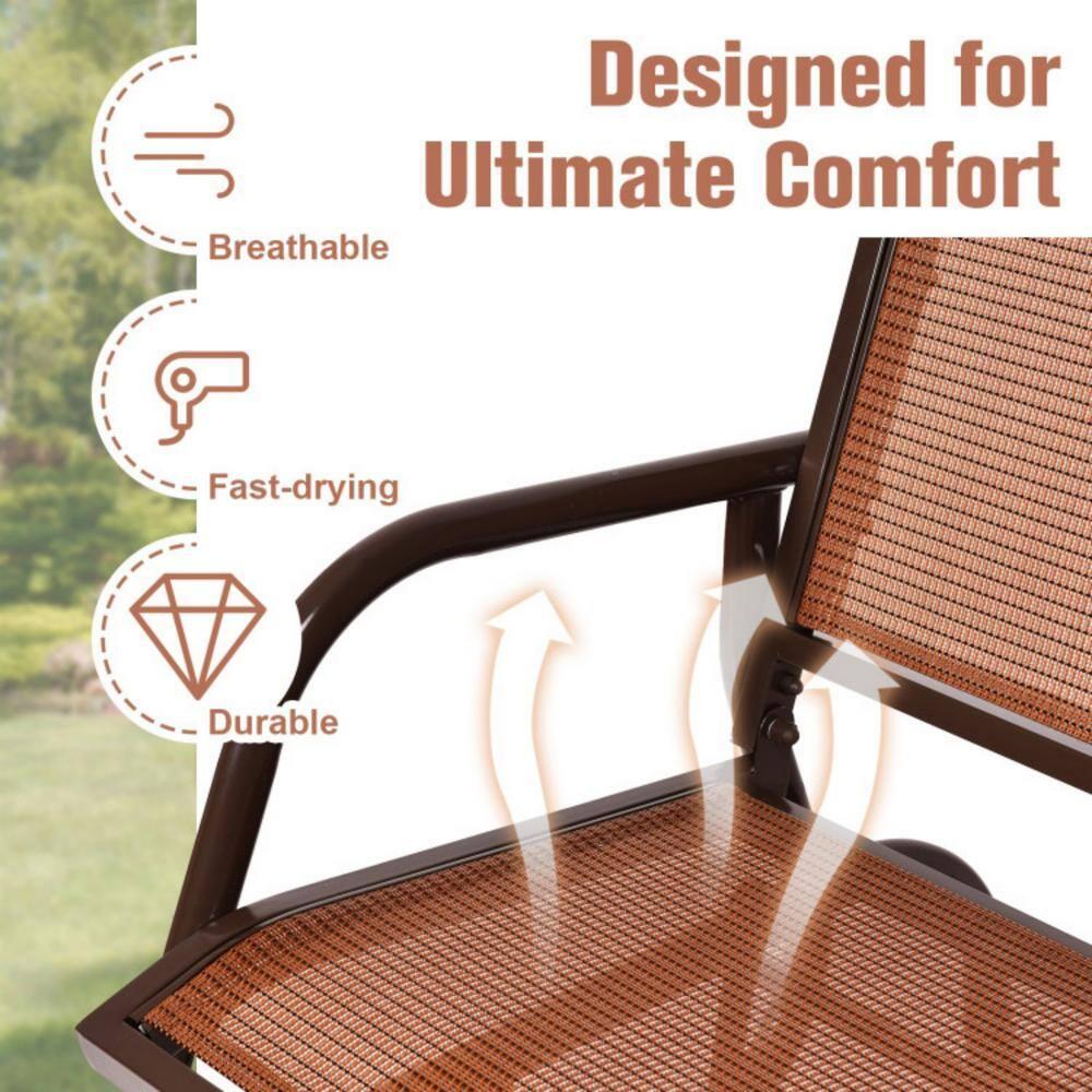 Costway 48'' Outdoor Patio Swing Glider Bench Chair Loveseat Rocker Lounge Backyard Brown