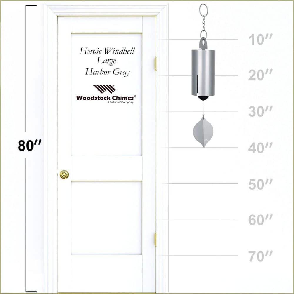 Woodstock Windchimes Heroic Windbell Harbor Gray, Wind Chimes For Outside, Wind Chimes For Garden, Patio, and Outdoor Décor, 40"L