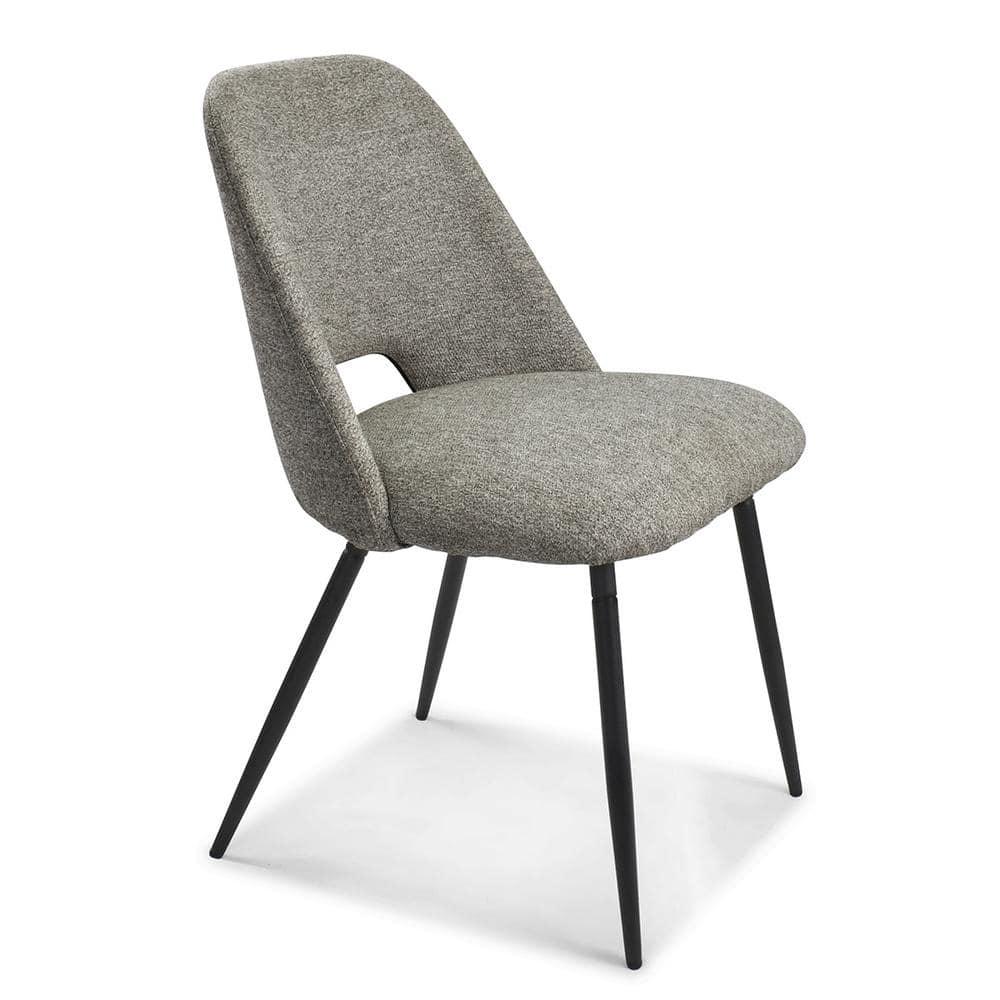 Edwin 21.6" Wider Seat Light Gray Upholstered Dining Chairs Set Of 2,Modern Kitchen Armless Dining Chair With Black Metal Legs-Maison Boucle