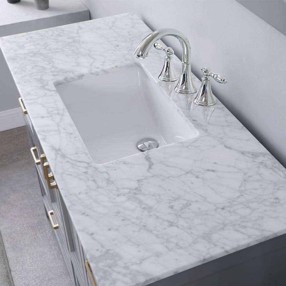 Isla 48" Marble Countertop Single Vanity w/o Mirror Gray
