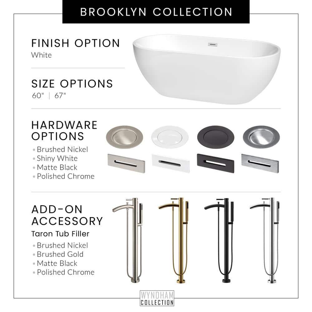 Brooklyn 67'' x 30'' Freestanding Soaking Acrylic Bathtub
