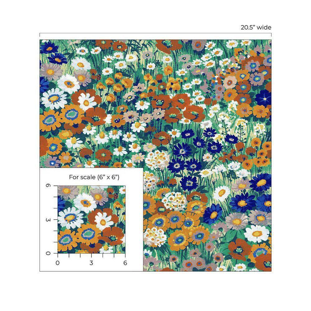 NextWall Floral Summer Glades & Terra Cotta Meadow Peel and Stick Wallpaper
