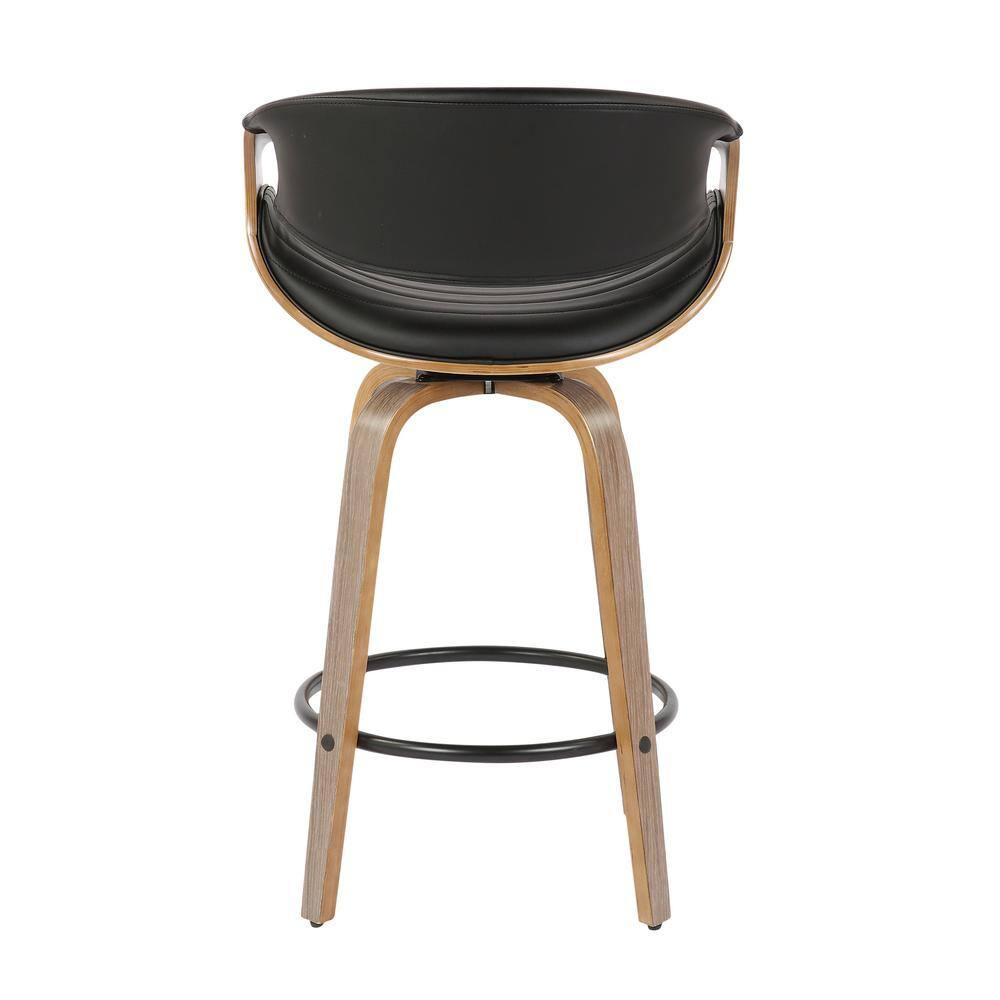 Set of 2 Symphony Upholstered Counter Height Barstools: Mid-Century, Tufted, Walnut Legs - Lumisource