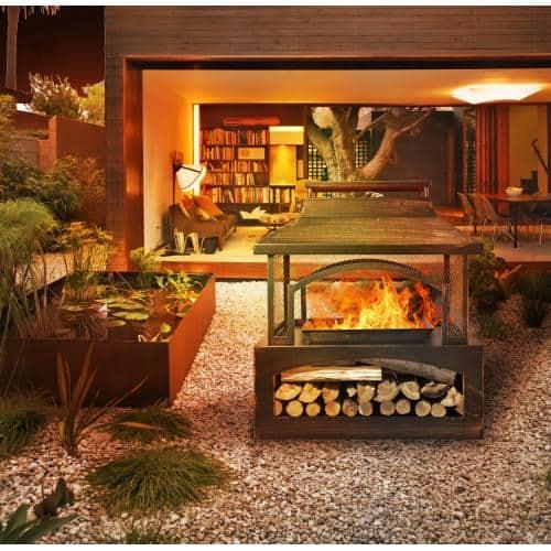 37" Bronze Steel Free-Standing Outdoor Wood-Burning Chimenea