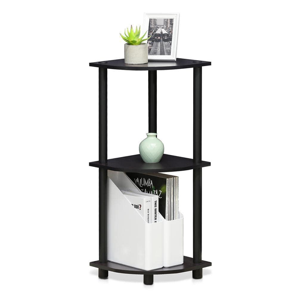 Furinno 3-Tier Corner Display Rack Multipurpose Shelving Unit Industrial Ladder Bookcase,Dark Walnut