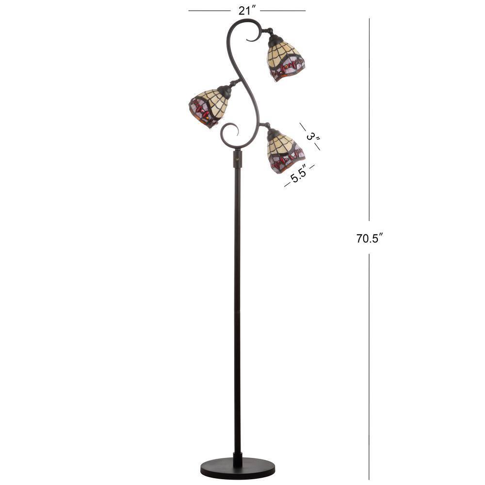 JONATHAN Y JYL8013A Walker Tiffany-Style 70.5" Multi-Light LED Floor Lamp, Traditional for living room, dinning room, bedroom, office Bulb Included, Bronze