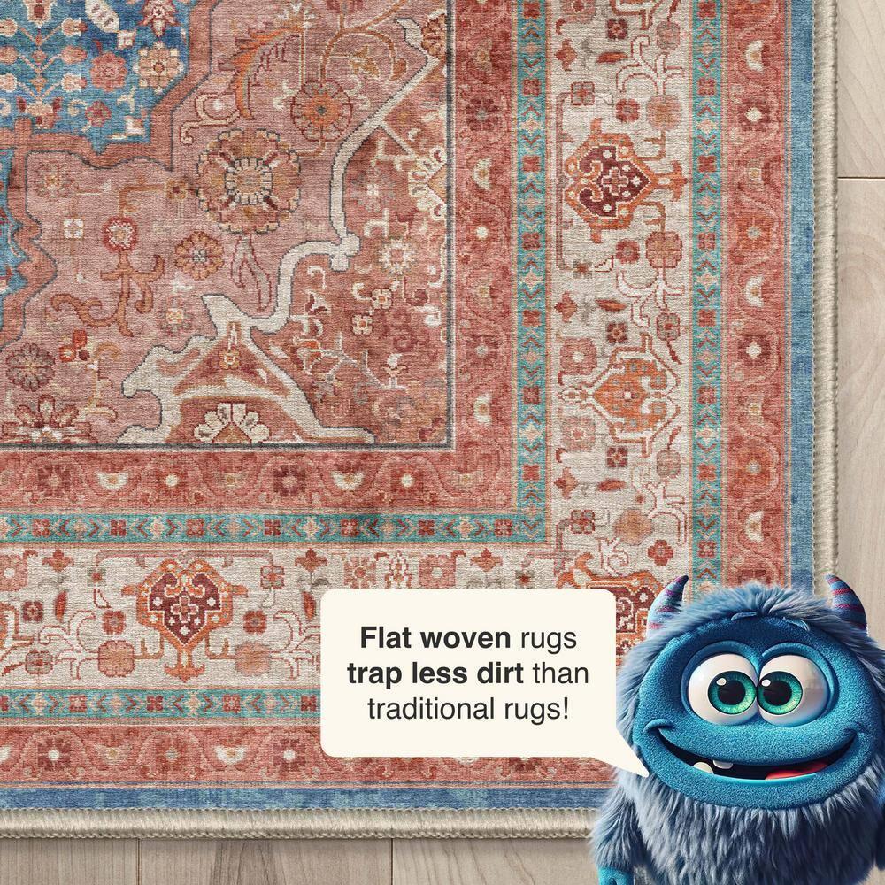 Well Woven Asha Lilith Vintage Oriental Blue Red 9'10" x 13' Area Rug