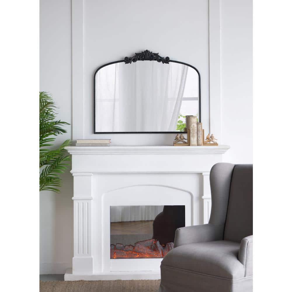 A&B Home Arched Vertical Mirror-Wall Mirror with Black Metal Frame,40"x31" Large Arch Mirror for Bathroom Bedroom Living Room