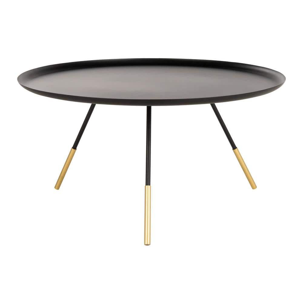 Orson Coffee Table with Metal Gold Cap - Black/Gold - Safavieh
