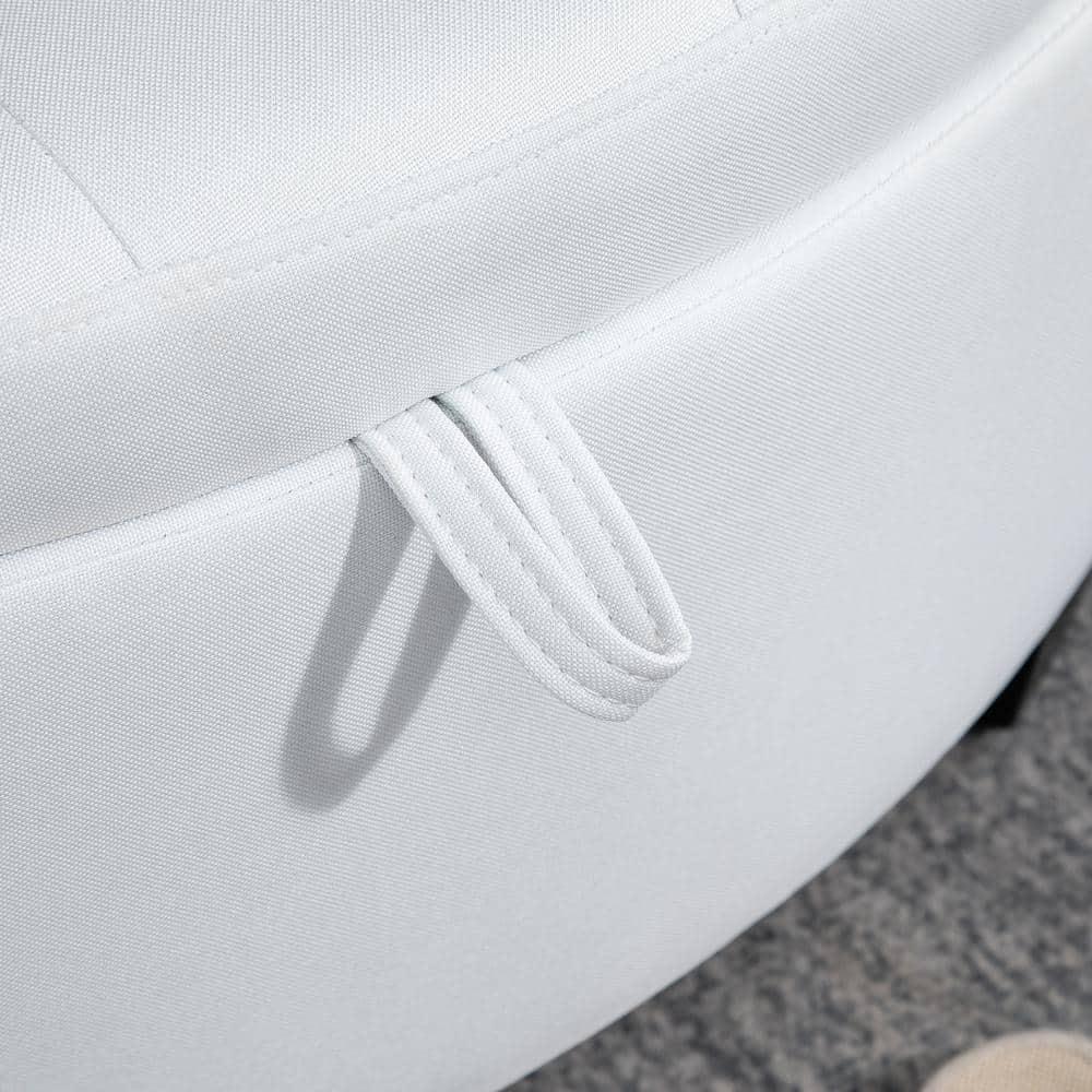 HOMCOM Half Moon Modern Luxurious Polyester Fabric Storage Ottoman Bench with Legs Lift Lid Thick Sponge Pad for Living Room, Entryway, Bedroom