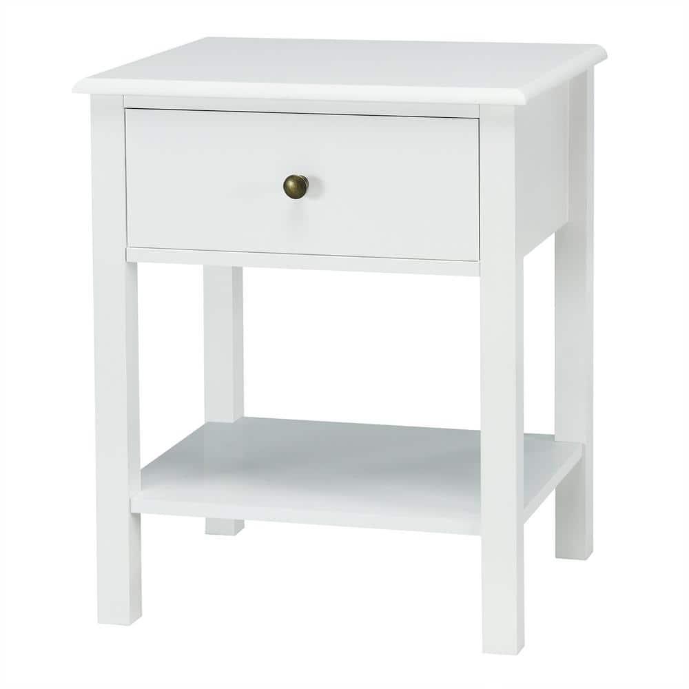Costway End Table Nightstand Storage Display Drawer Shelf Beside Bedroom White
