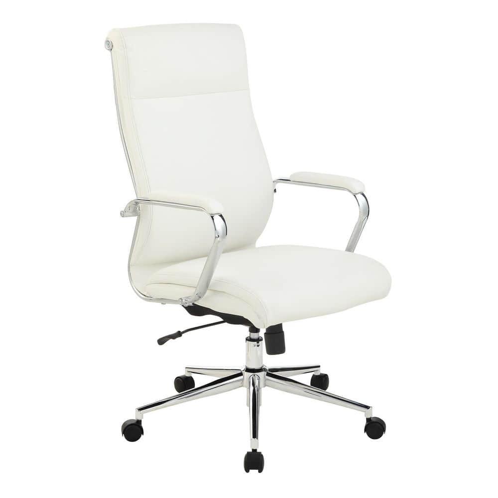 High Back Manager's Chair with Dillon Snow White Fabric and Chrome Base