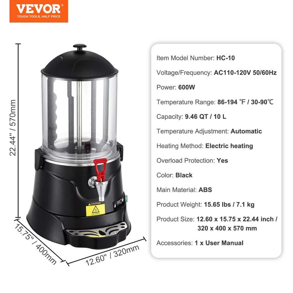 VEVOR Hot Chocolate Dispenser 2.6 Gal / 10 L Hot Chocolate Machine for Hot Drink