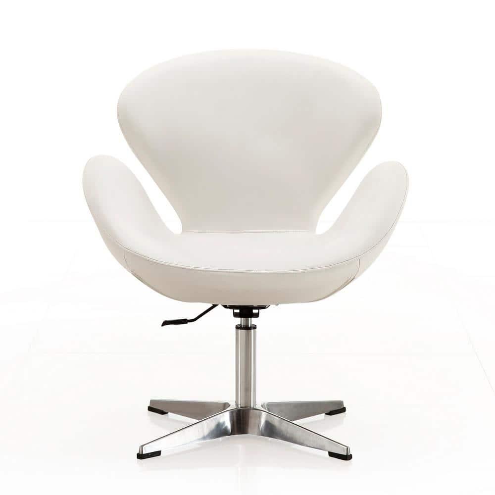 Set of 2 Raspberry Faux Leather Adjustable Swivel Chairs White - Manhattan Comfort