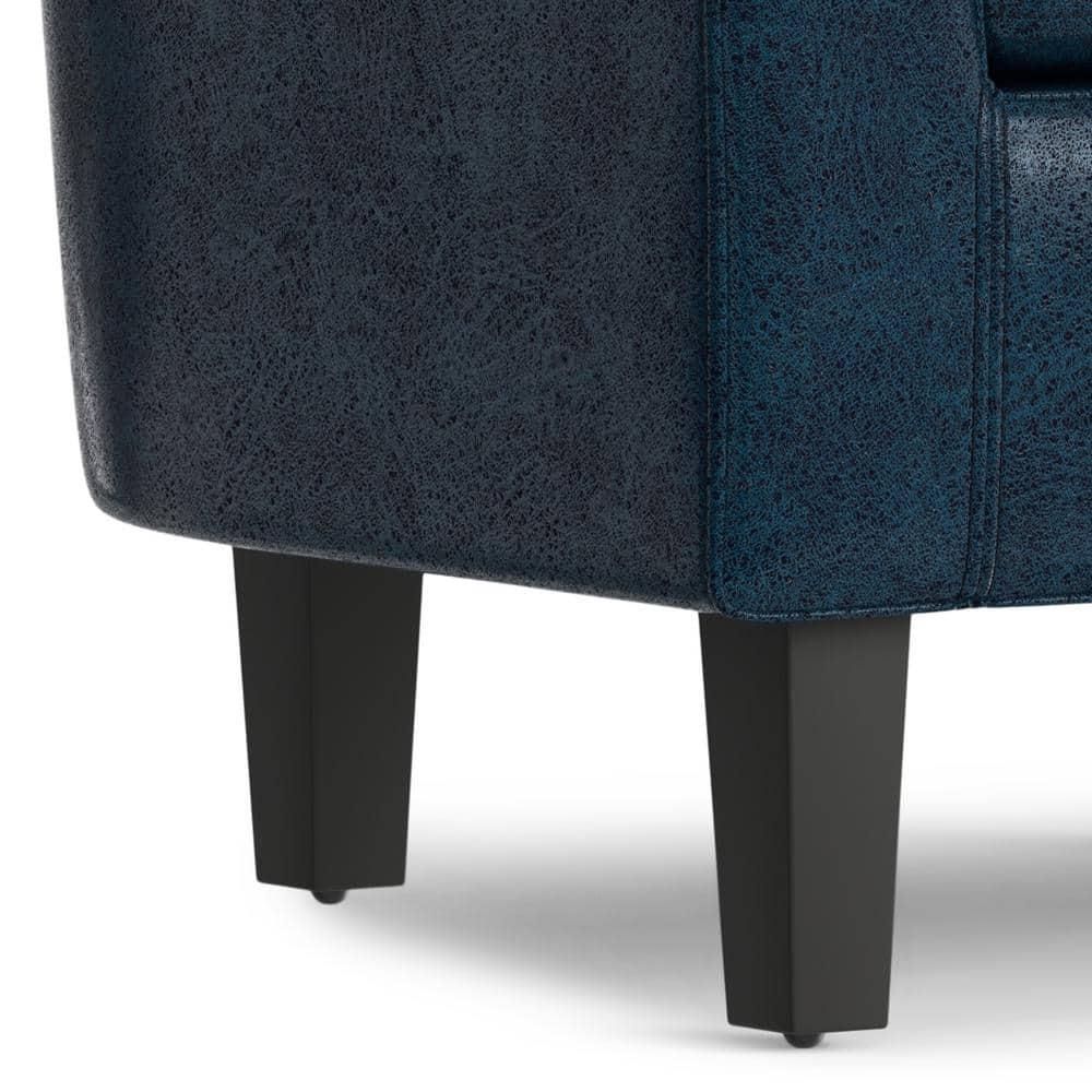 Simpli Home Austin 30"W Upholstered Vegan Faux Leather Contemporary Tub Accent Chair with High Arms and Deep Seat