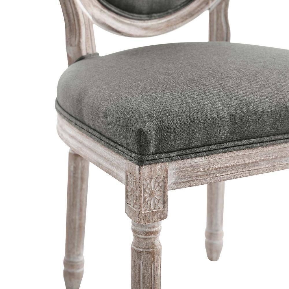 Modway Emanate 19.5" Fabric Dining Side Chair with Oval Back in Natural/Gray