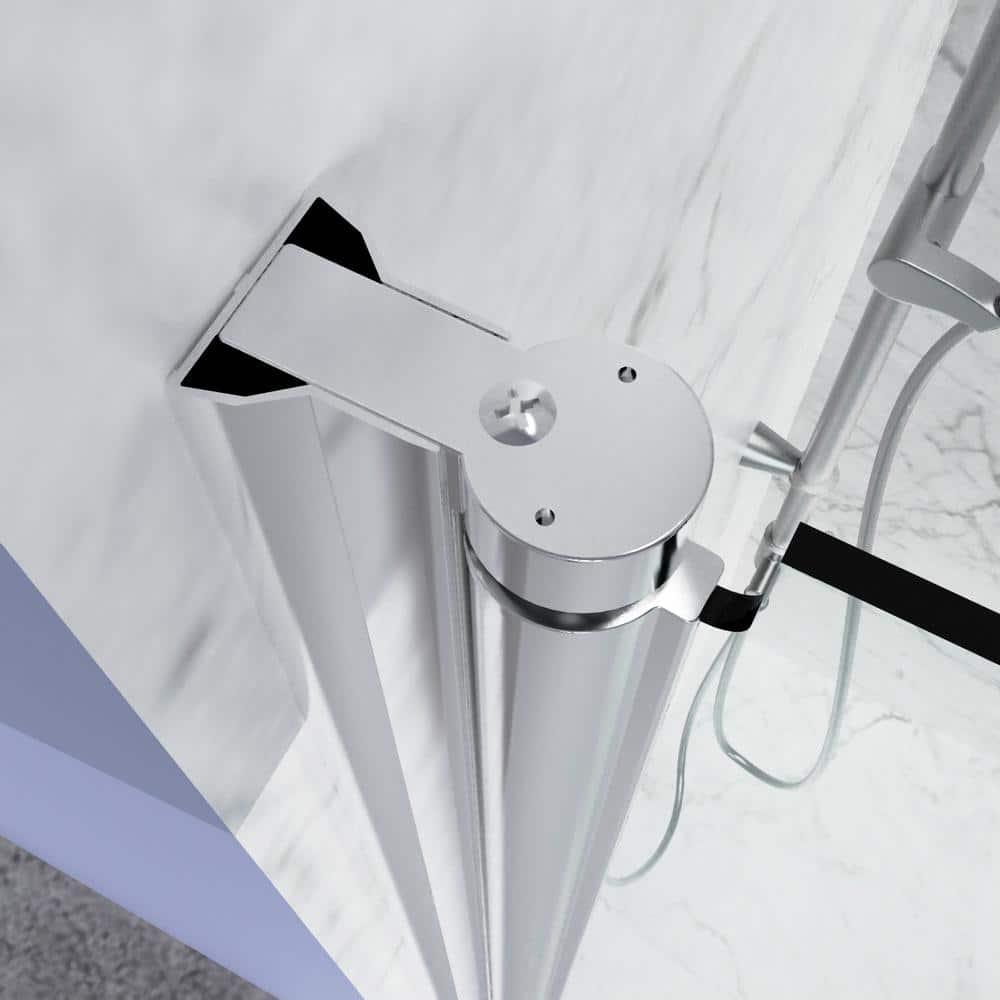 Sarlai 30 - 31 3/8" W x 72" H BiFold Frameless Glass Shower Door with Clear Tempered Glass S-SD3072BF-CH