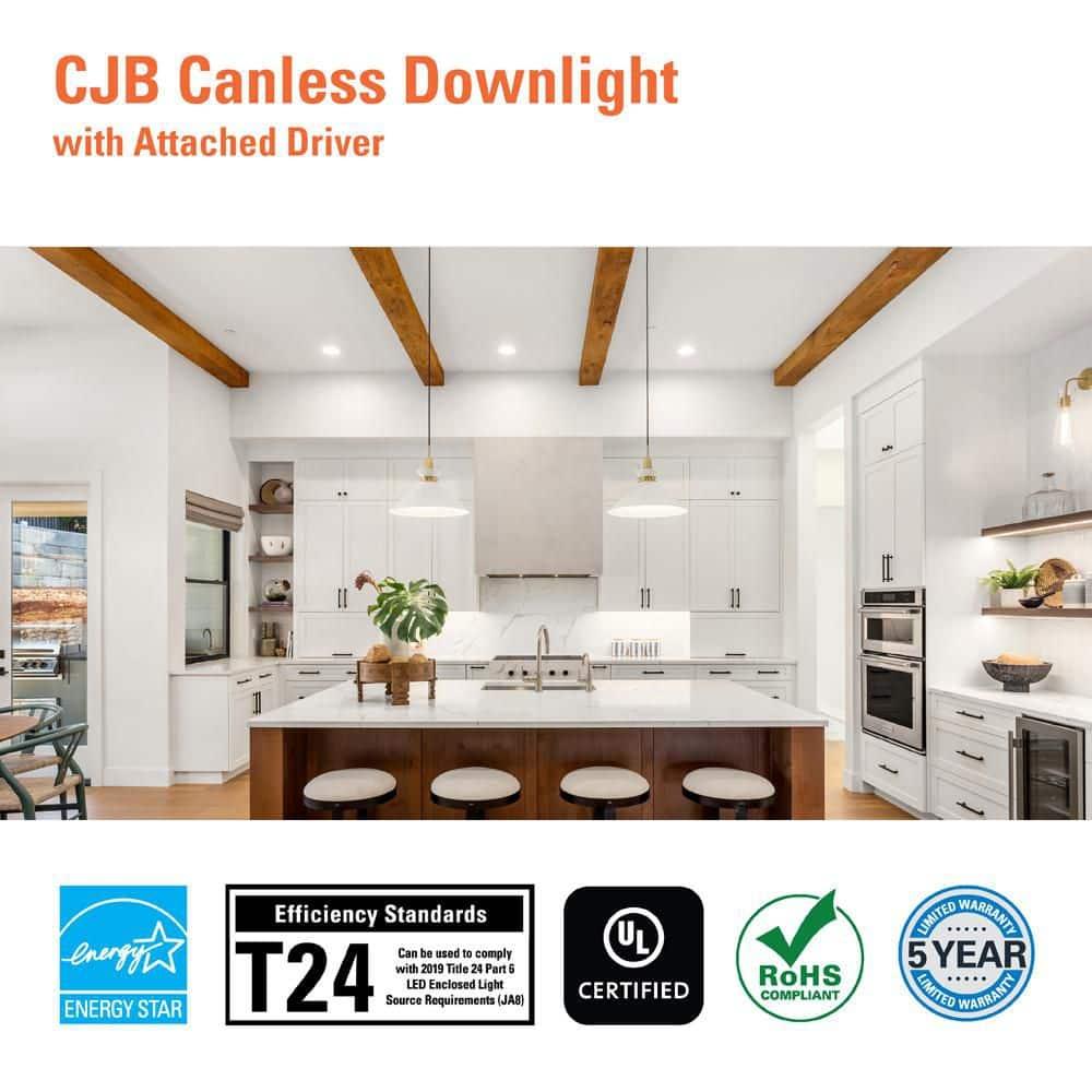 HALO CJB 4 inch 5CCT Canless Recessed Integrated LED Downlight with Attached JBOX 12 Pack