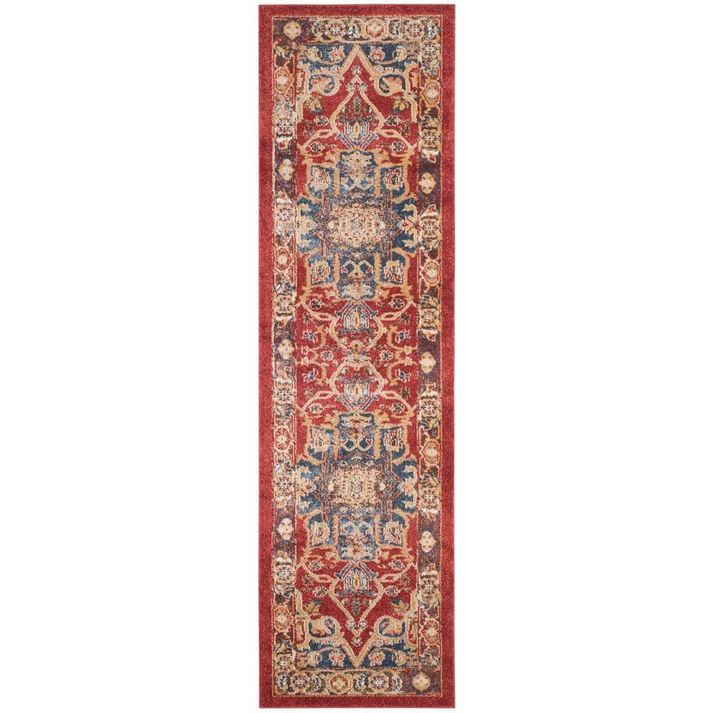 Bijar BIJ605 Power Loomed Indoor Runner Rug - Red/Royal - 2'3"x6' - Safavieh