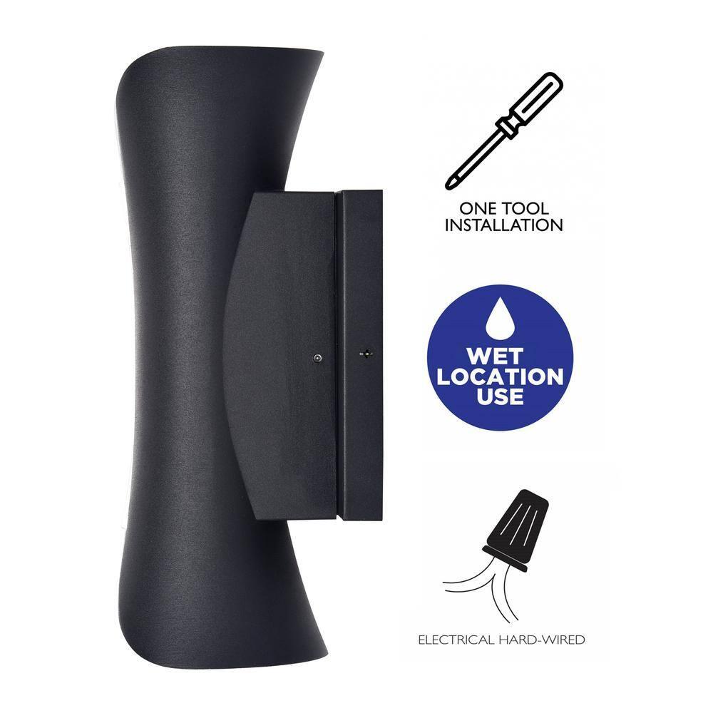 C Cattleya LED 2-Light Outdoor Wall Sconce, Wall Light Fixture-Black and White Finish