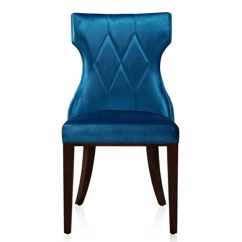 Manhattan Comfort Reine 18.5" Velvet Dining Chair in Cobalt Blue (Set of 2)