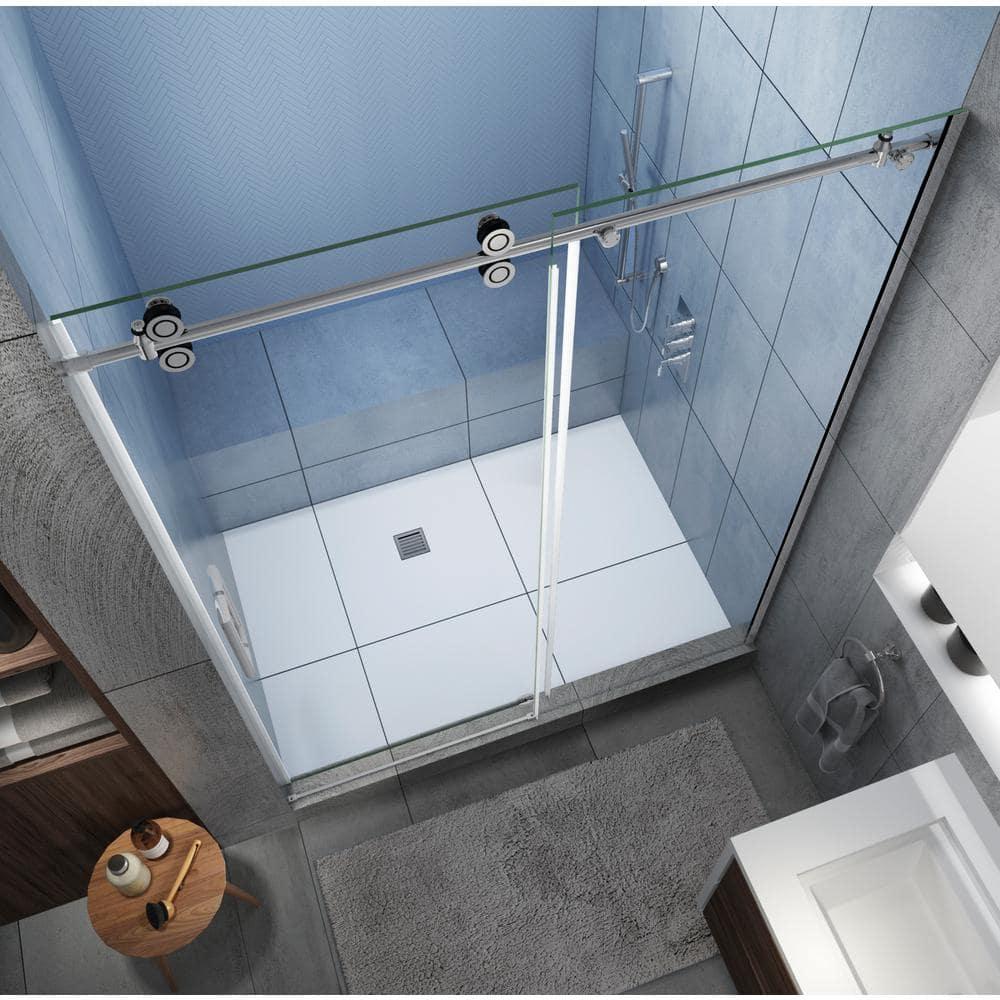 Langham XL 56 - 60" W x 80" H Sliding Frameless Shower Door
