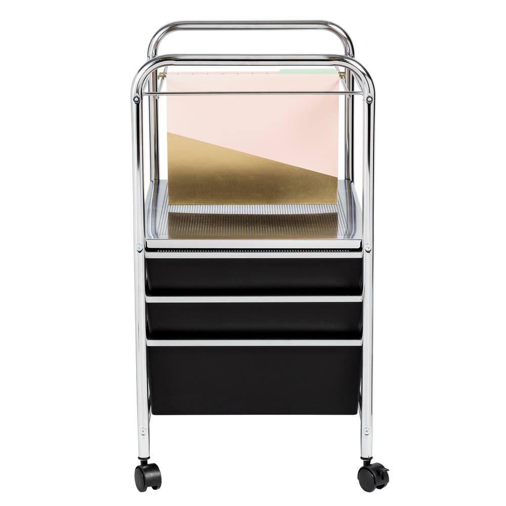 Honey-Can-Do Steel and Plastic 5-Drawer Rolling File Storage Cart, Black/Chrome