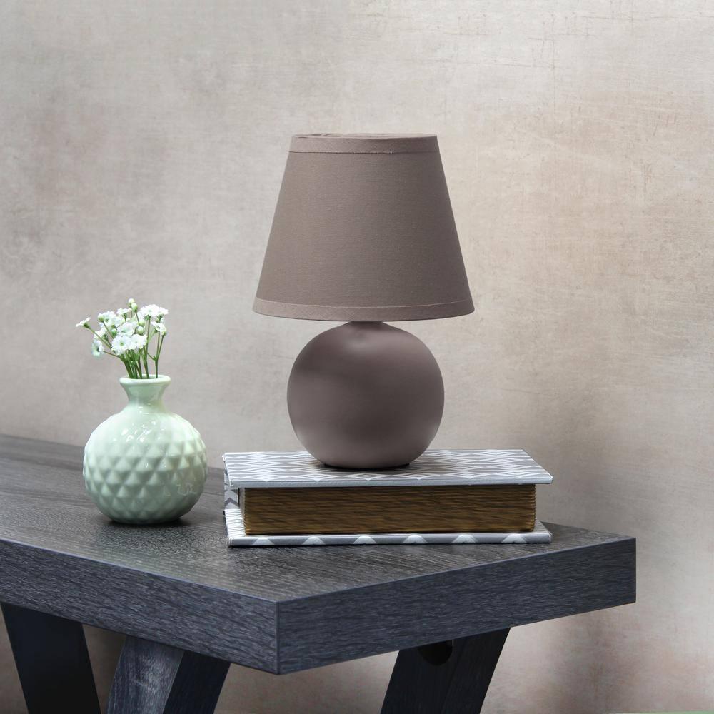 Simple Designs 8.66" Compact Ceramic Globe Table Lamp with Stylish Shade (Includes LED Light Bulb) Gray