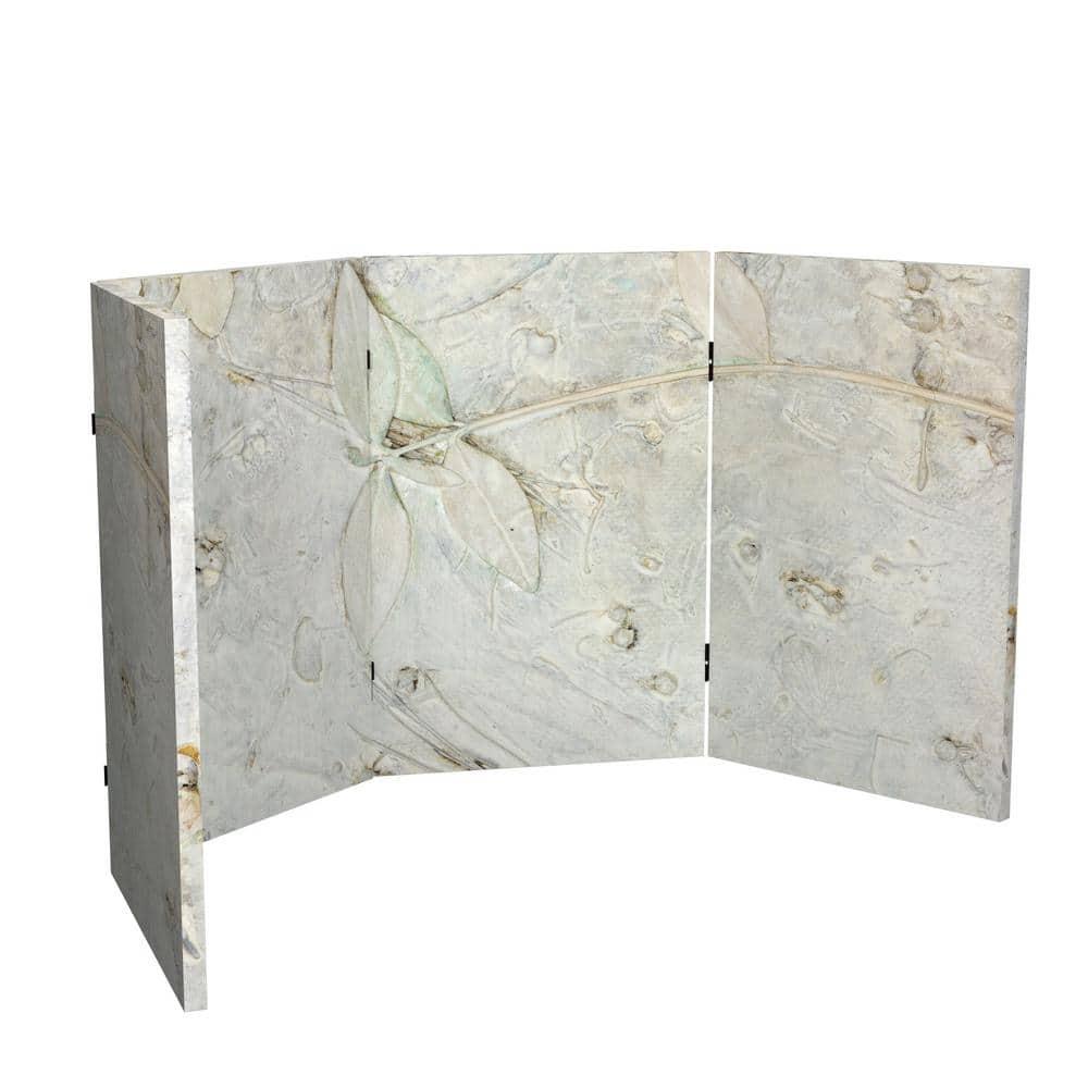 Red Lantern 2 ft. Short Double Sided Ivory Flowers Canvas Folding Screen 4 Panel Freestanding Partition and Separator for Modern and Contemporary Bedroom, Home Office, Studio, Dorm, Apartment