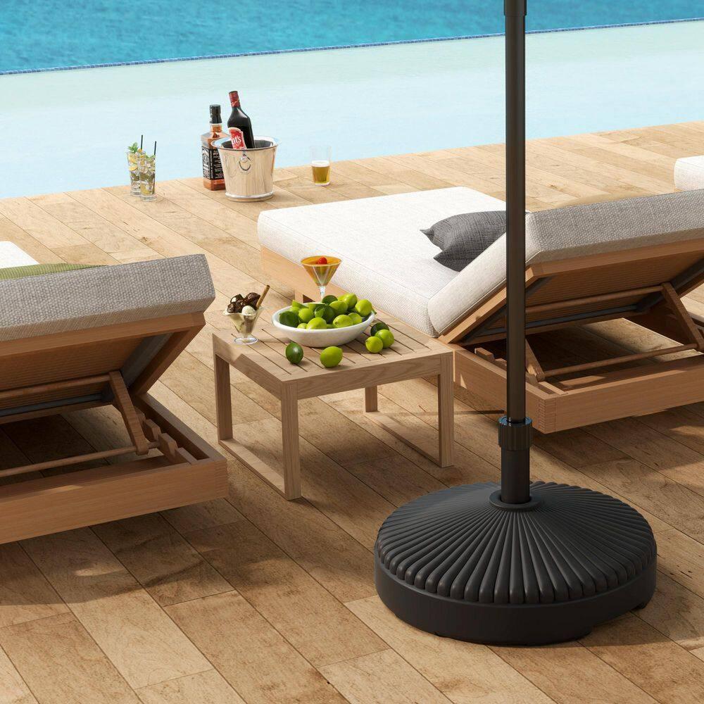 Outsunny Round Patio Umbrella Base Holder Outdoor Umbrella Stand, Filled Up to 62lbs with Stand or 51lbs with Water for Garden Poolside, Black