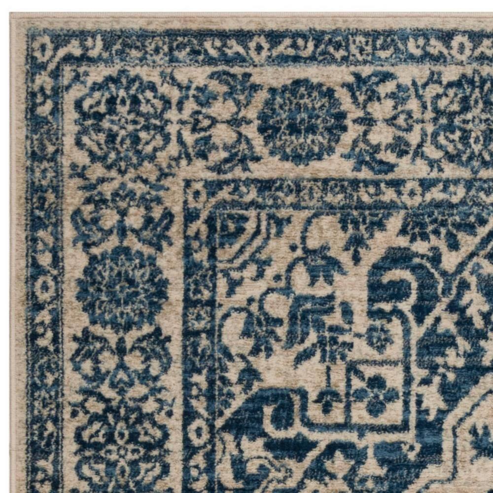 SAFAVIEH Brentwood Jaymz Floral Bordered Area Rug, 5'3" x 7'6", Navy/Light Grey