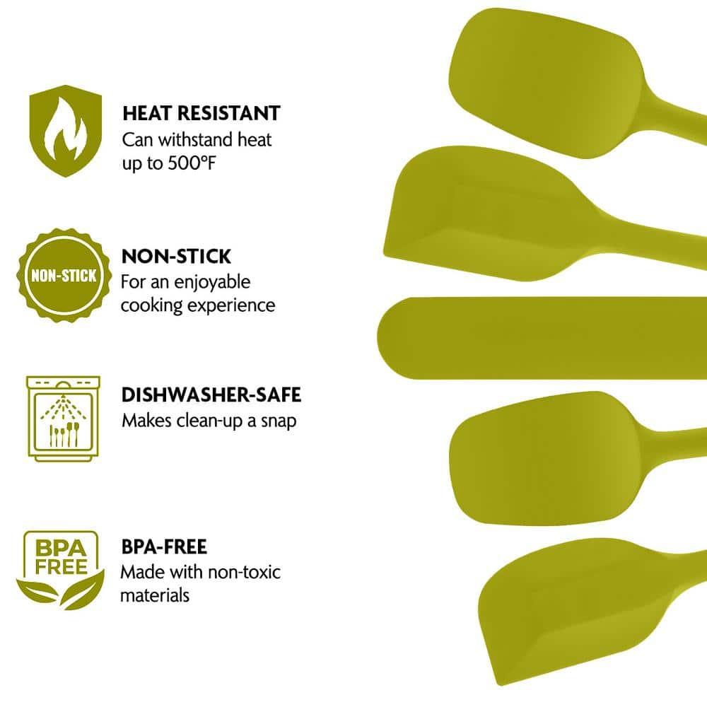 OVENTE Silicone Spatula , Food Grade Rubber Spatulas Heat Resistant w/ Stainless Steel Core & Seamless Design, Non Stick Rubber Spatula for Mixing, Baking & Cooking, 5 Pieces