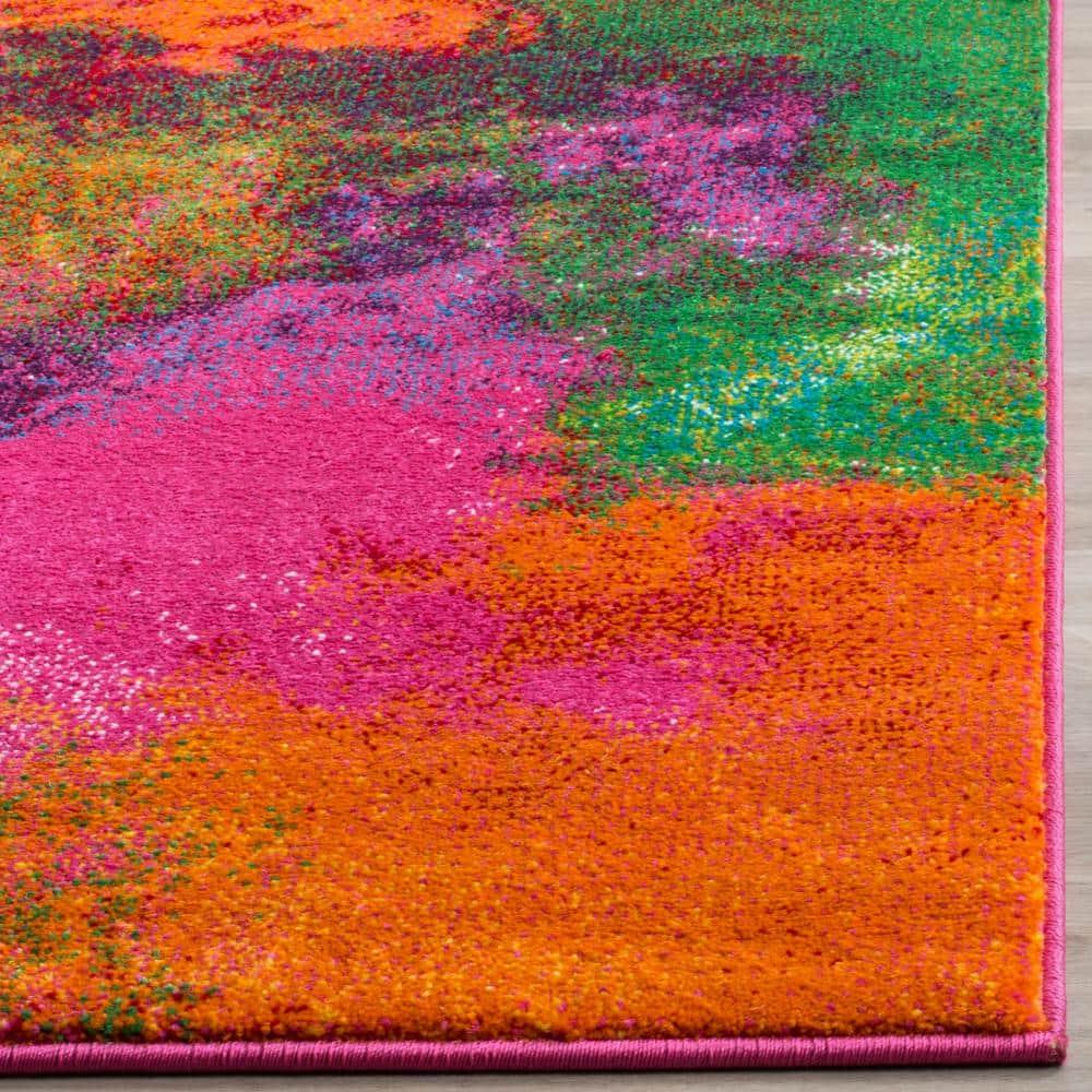 Watercolor WTC619 Power Loomed Area Rug - Orange/Green - 6'7"x9' - Safavieh.