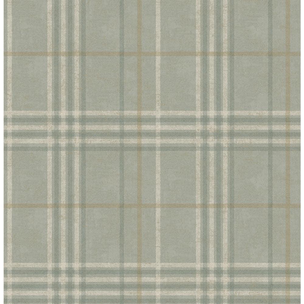 Chesapeake Rockefeller Sage Plaid Unpasted Non Woven Wallpaper, 20.5-in by 33-ft, 56.4 sq. ft.