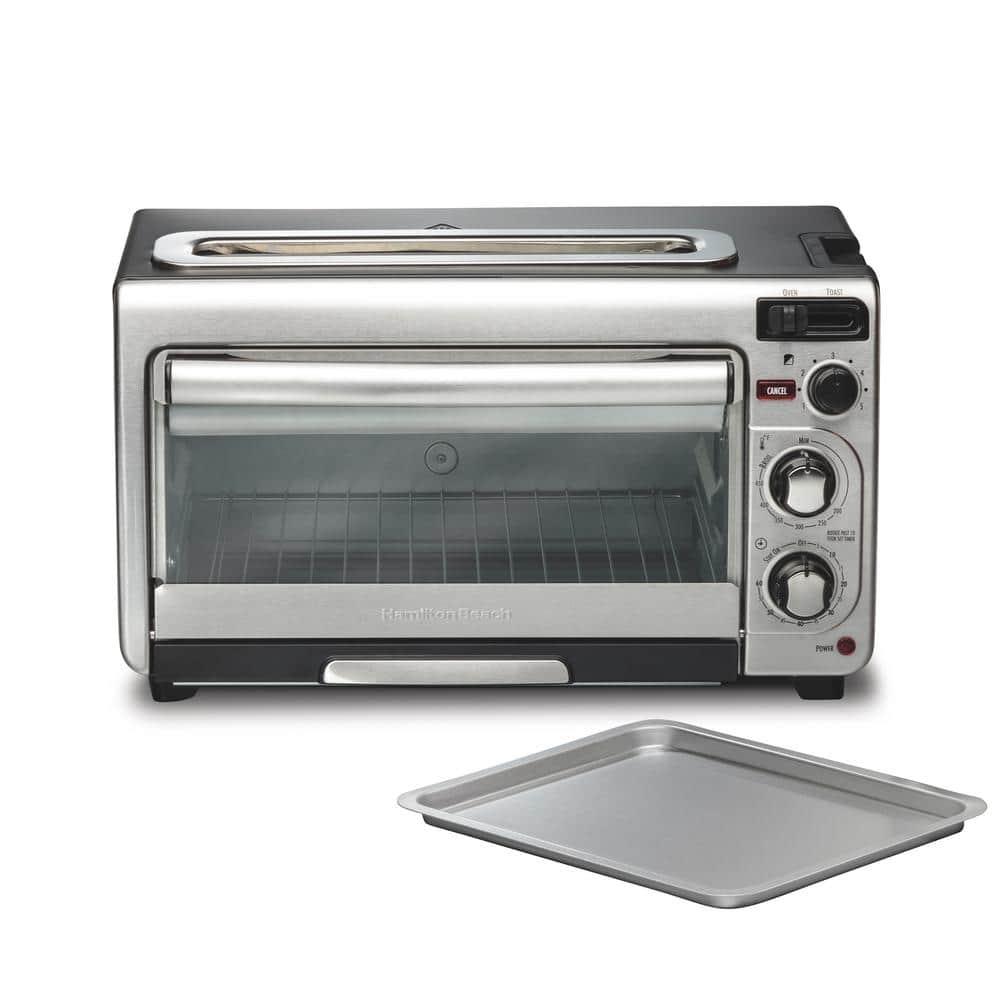 Hamilton Beach 2-in-1 Oven & Toaster Combo, Space-Saving Design, Stainless Steel